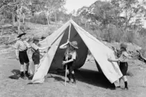 Boy Scouts Survival Training Putting Up a Tent