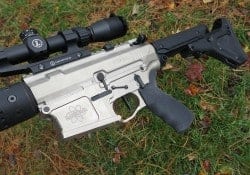 designated marksman rifle based silver and black