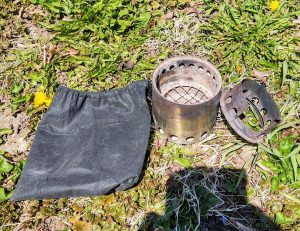 solo stove, carrying bag, stove, and removable cook top
