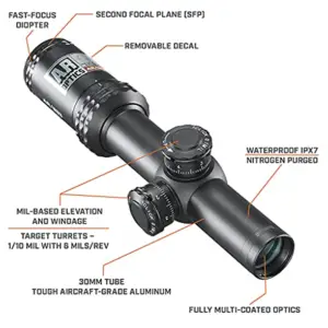 Bushnell 1-4x 24 LPVO scope with BDC reticles and second focal plane optics