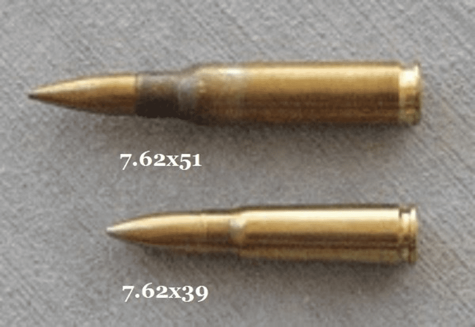 The 7.72x39 and .308 winchester use the same bullet diameter but in much different  cases with different case capacity