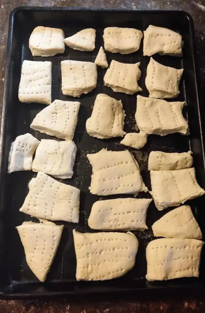 Traditional hardtack on a baking sheet, not a self rising flour 