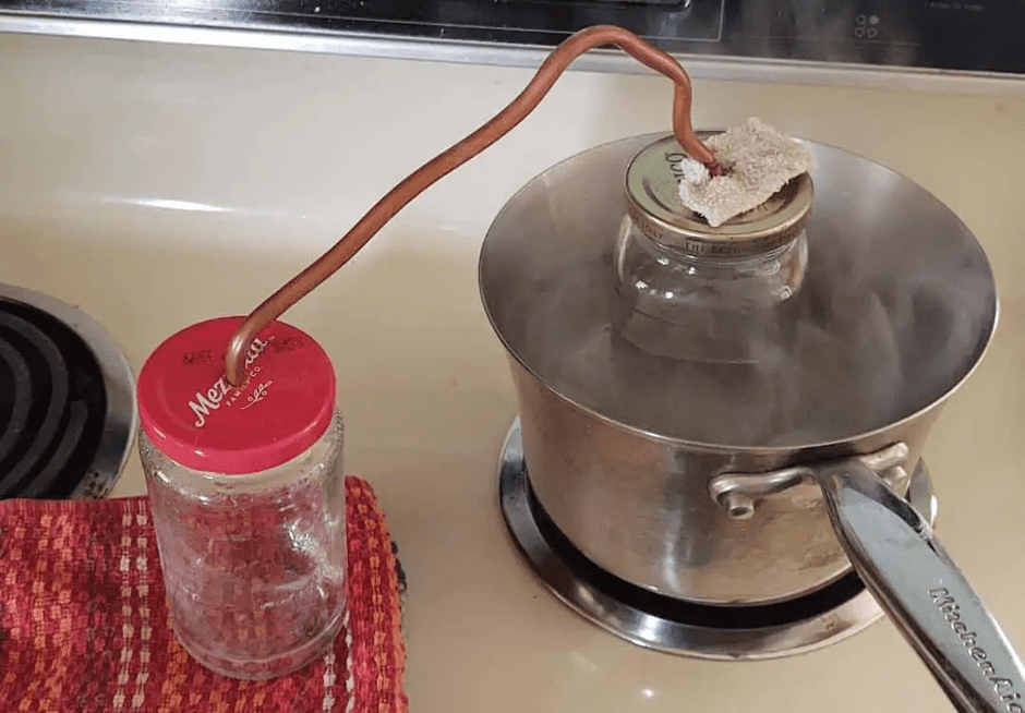 Stainless steel pot with boiling water
